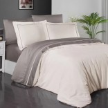 Спален комплект памучен сатен ЛУКС - СЕРЕНИТИ слонова кост-капучино